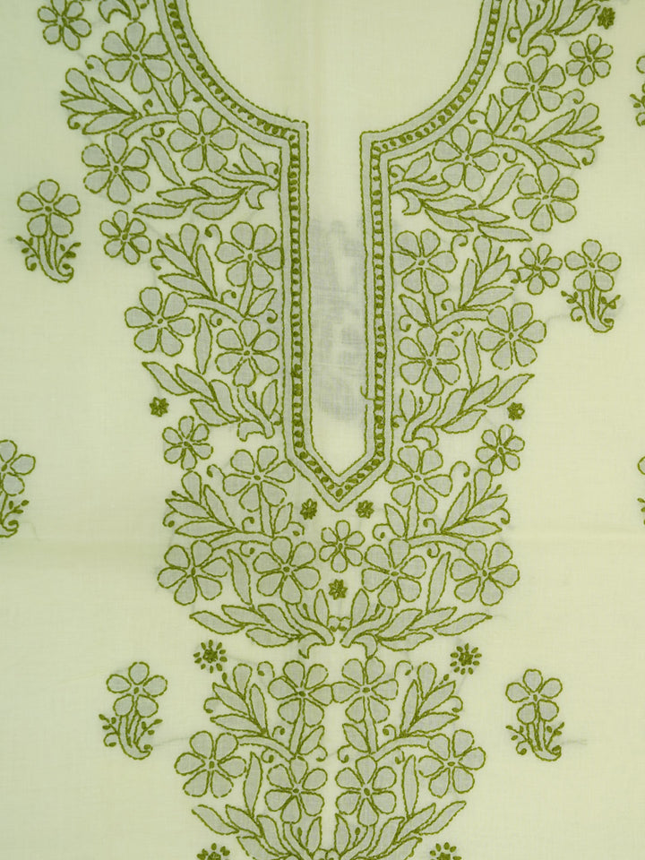 Women Hand Embroidered Cotton Chikankari Dress MaterialPCSCU00406FS-LEMON