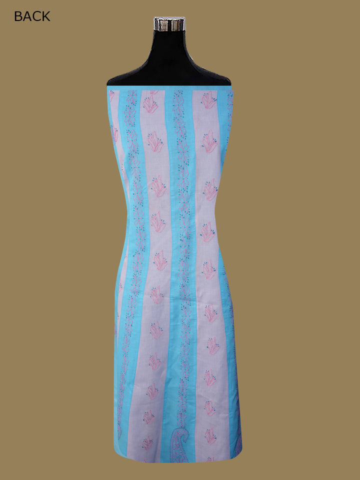 Women Hand Embroidered Chikankari Cotton Dressmaterial PC4120-POWDERBLUE