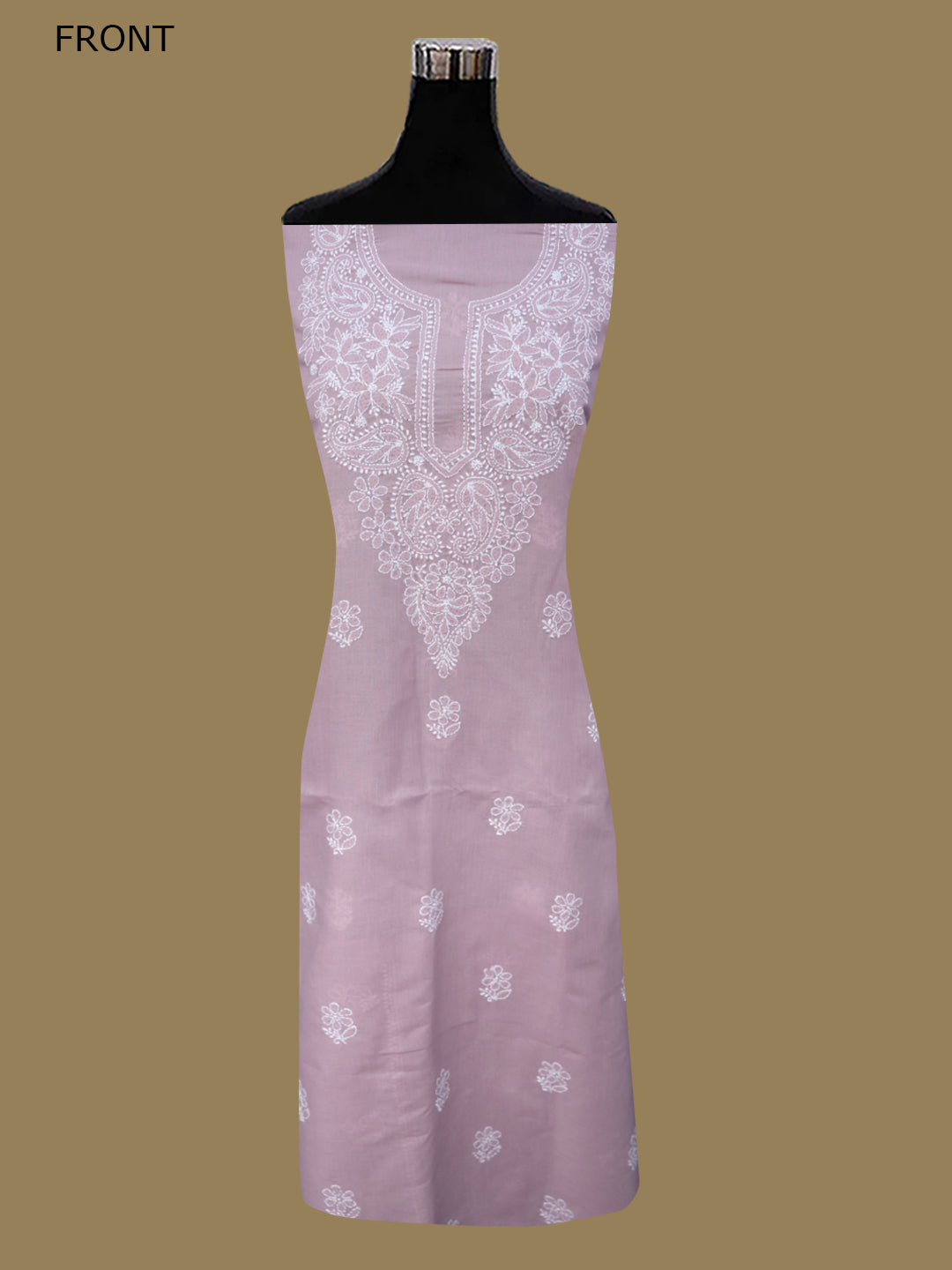 Women Hand Embroidered Chikankari Cotton Dressmaterial PCSCU00104FS-ONIONPINK