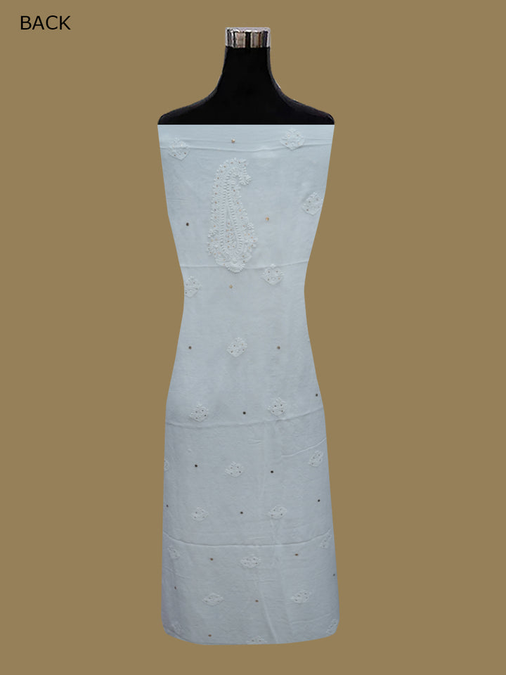 Women Hand Embroidered Chikankari Viscose Georgette Dressmaterial PC4124-WHITE9
