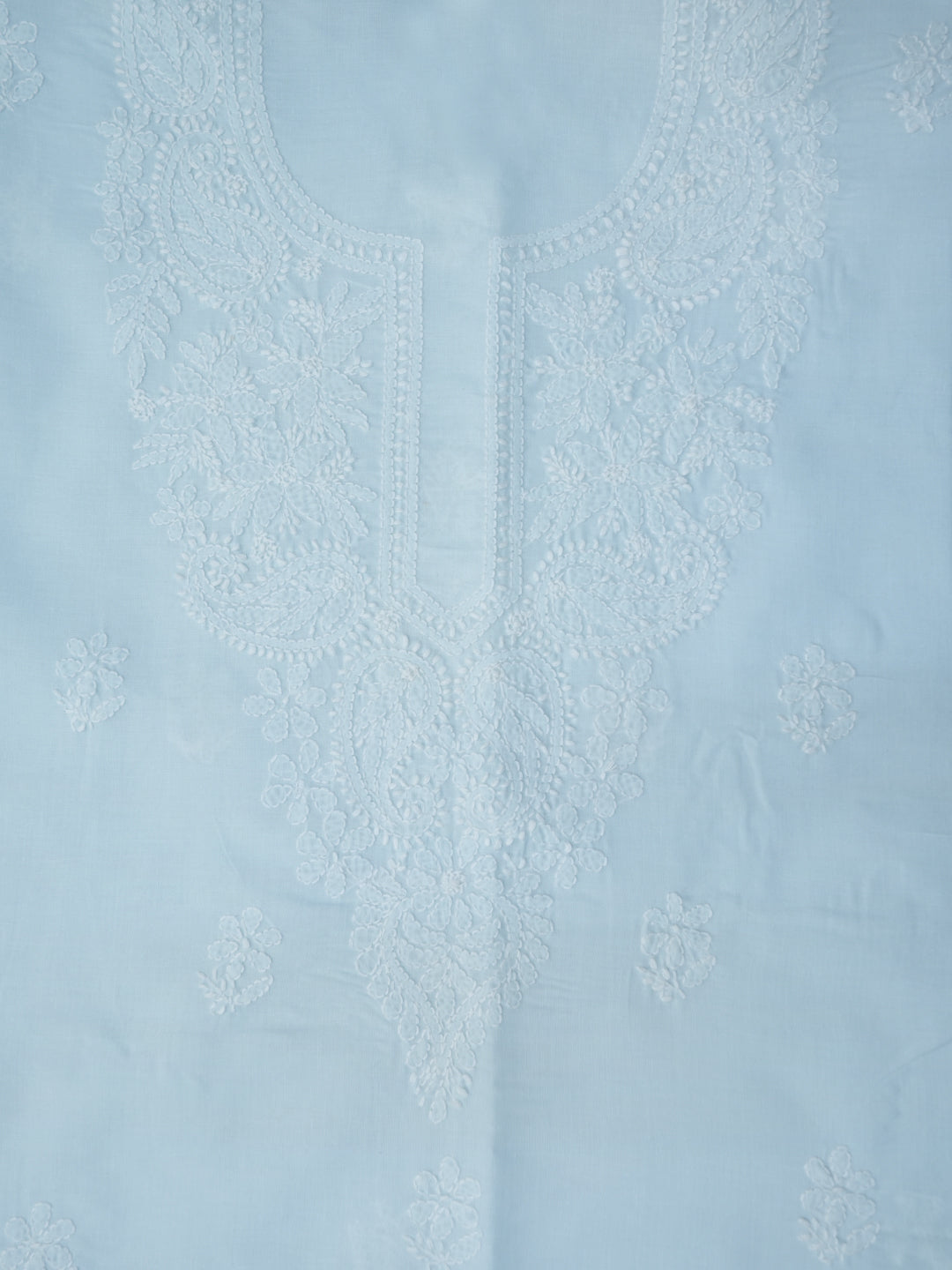 Women Hand Embroidered Chikankari Cotton DressMaterial PCSCU00104FS-SKYBLUE