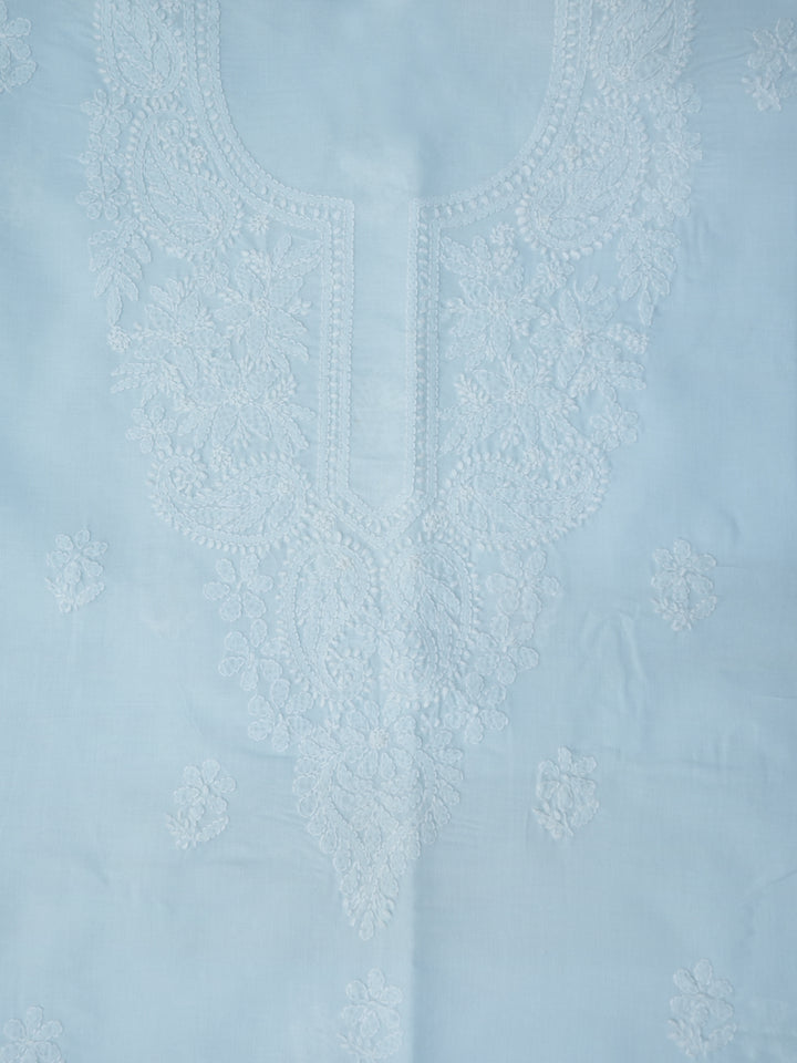 Women Hand Embroidered Chikankari Cotton DressMaterial PCSCU00104FS-SKYBLUE