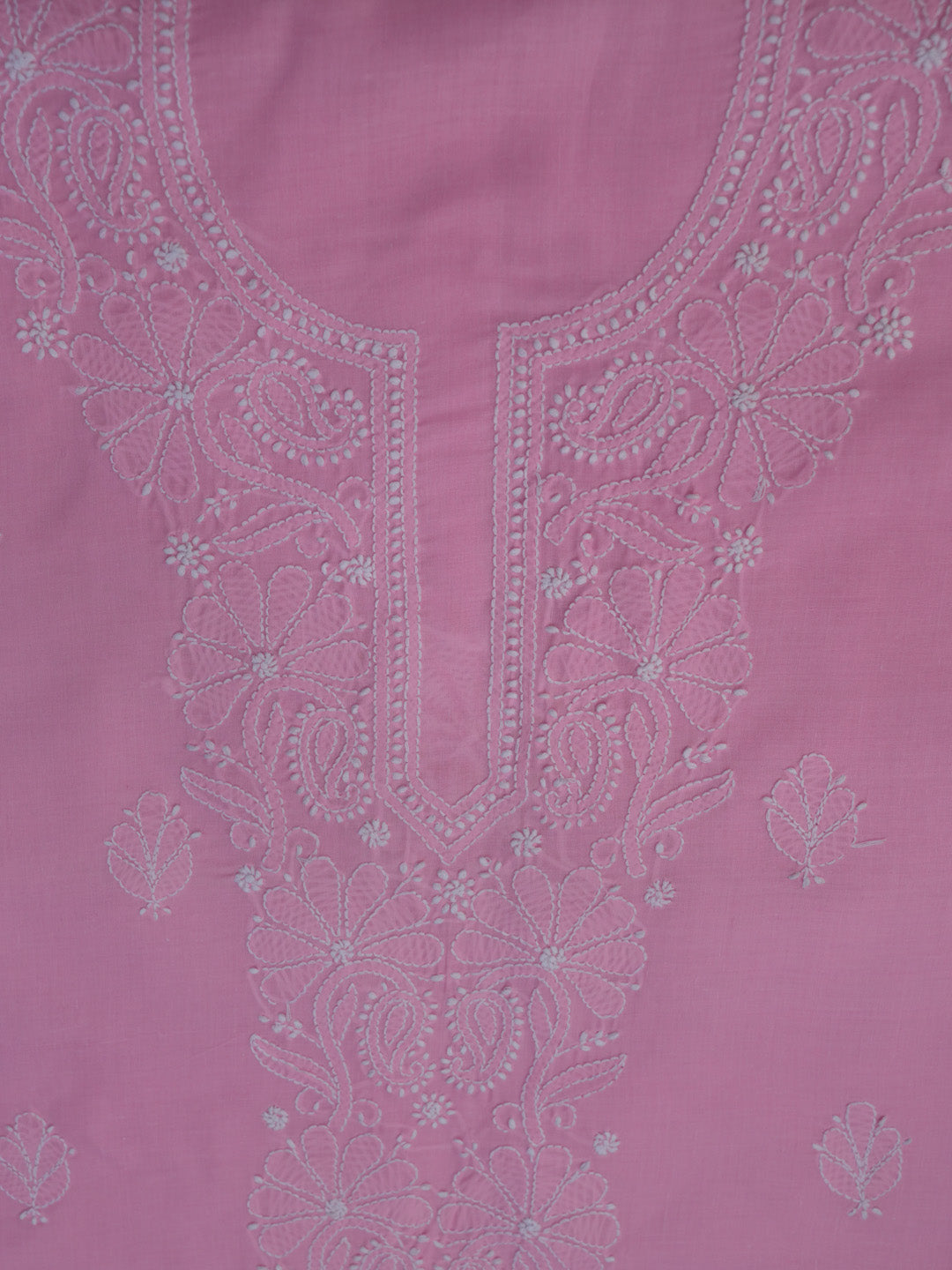 Women Hand Embroidered Chikankari Cotton Dressmaterial PCSCU00104FS-PINK
