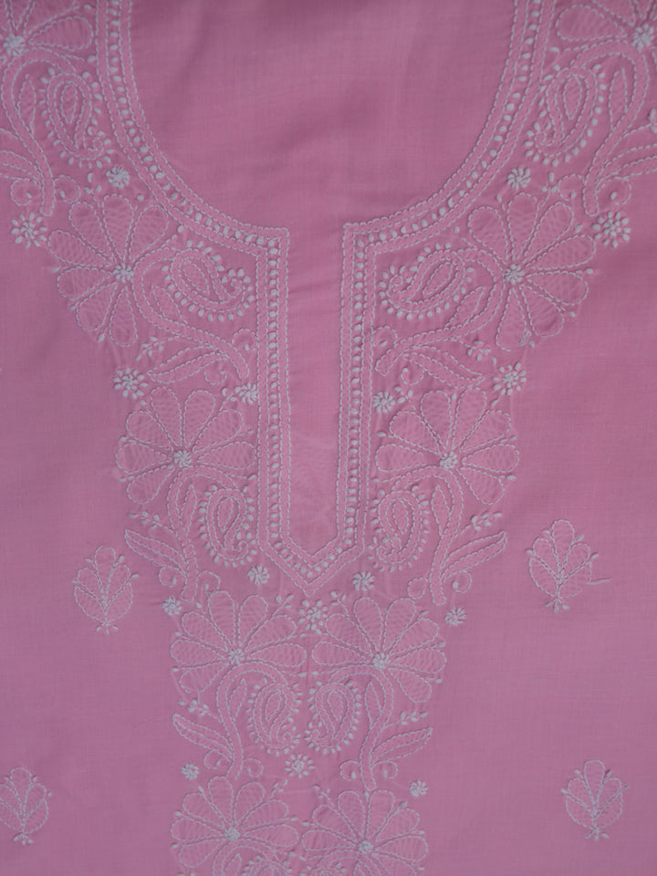 Women Hand Embroidered Chikankari Cotton Dressmaterial PCSCU00104FS-PINK