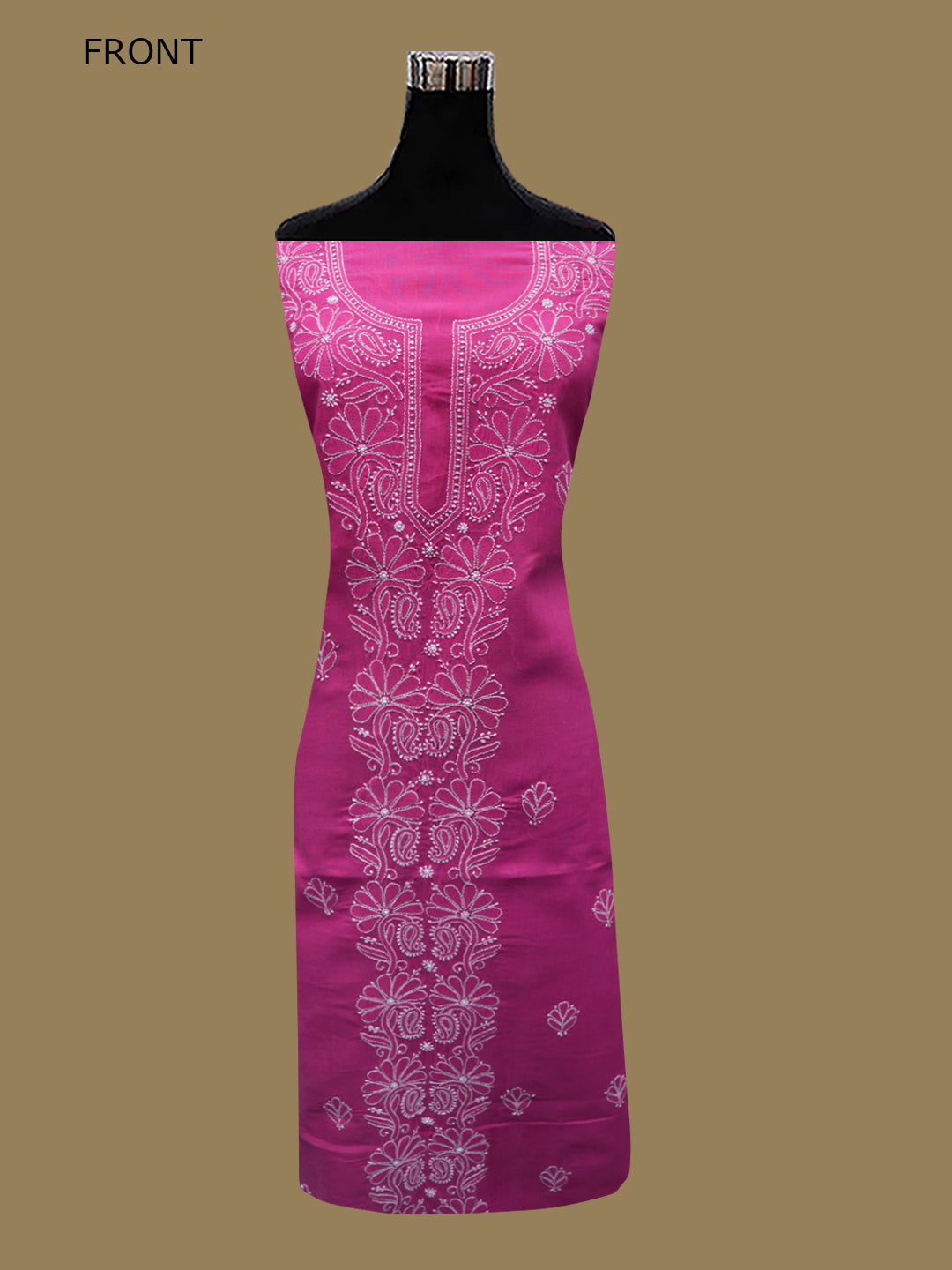 Women Hand Embroidered Chikankari Cotton Dressmaterial PCSCU00104FS-MAGENTA