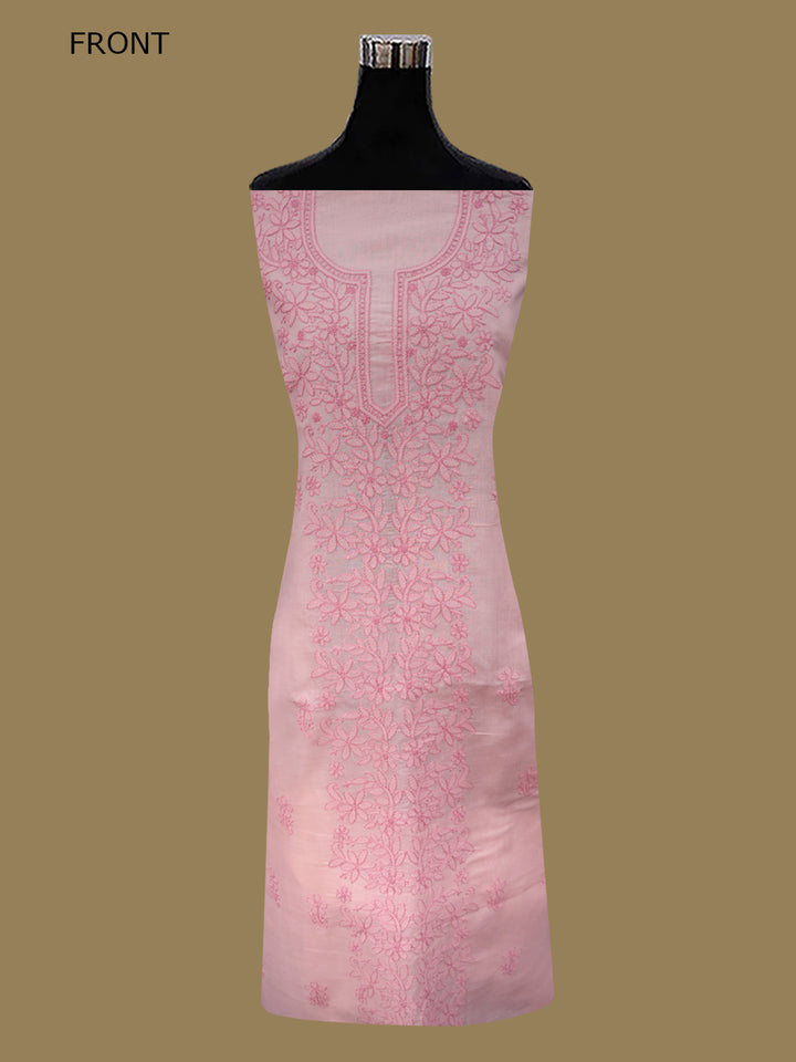 Women Hand Embroidered Chikankari Cotton Dressmaterial PCSCU00406FS-Peach