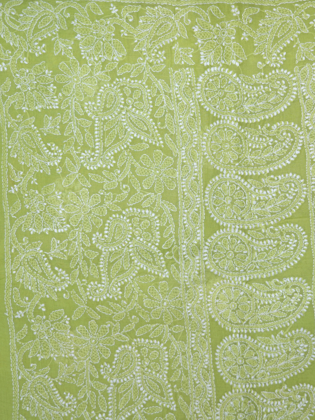 Hand Embroidered Chikankari Cotton Saree PCSAR02 Lightgreen