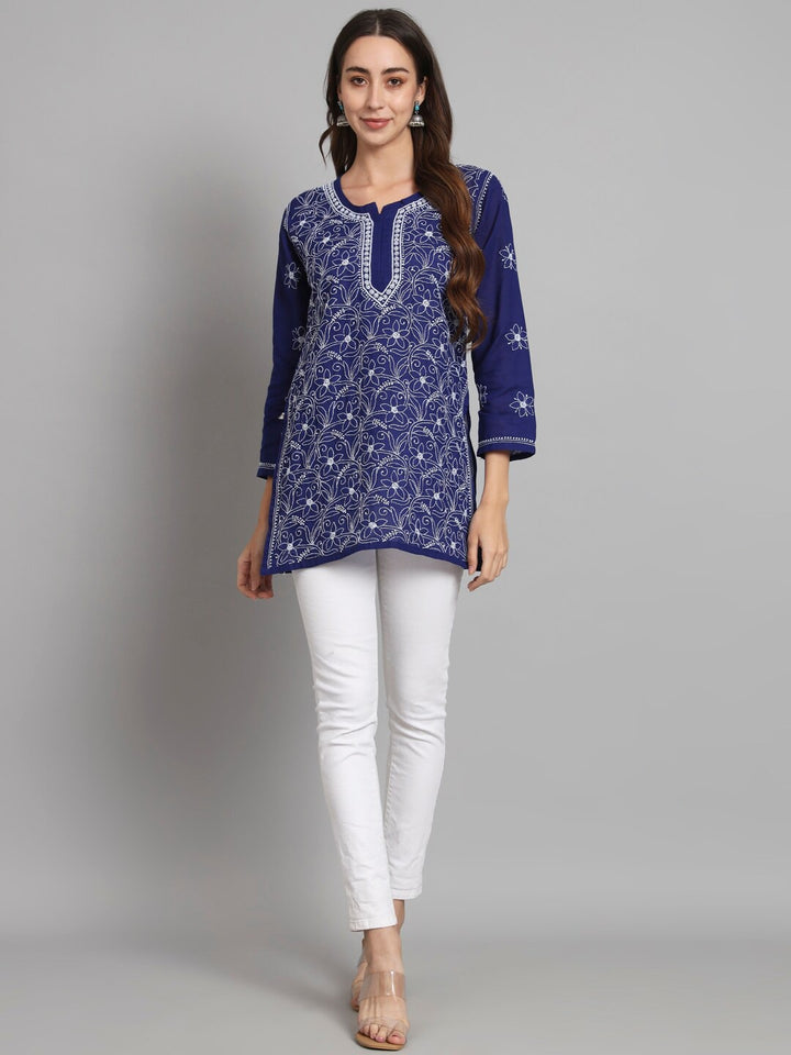 Women Hand Embroidered Chikankari Cotton Kurti PC3591