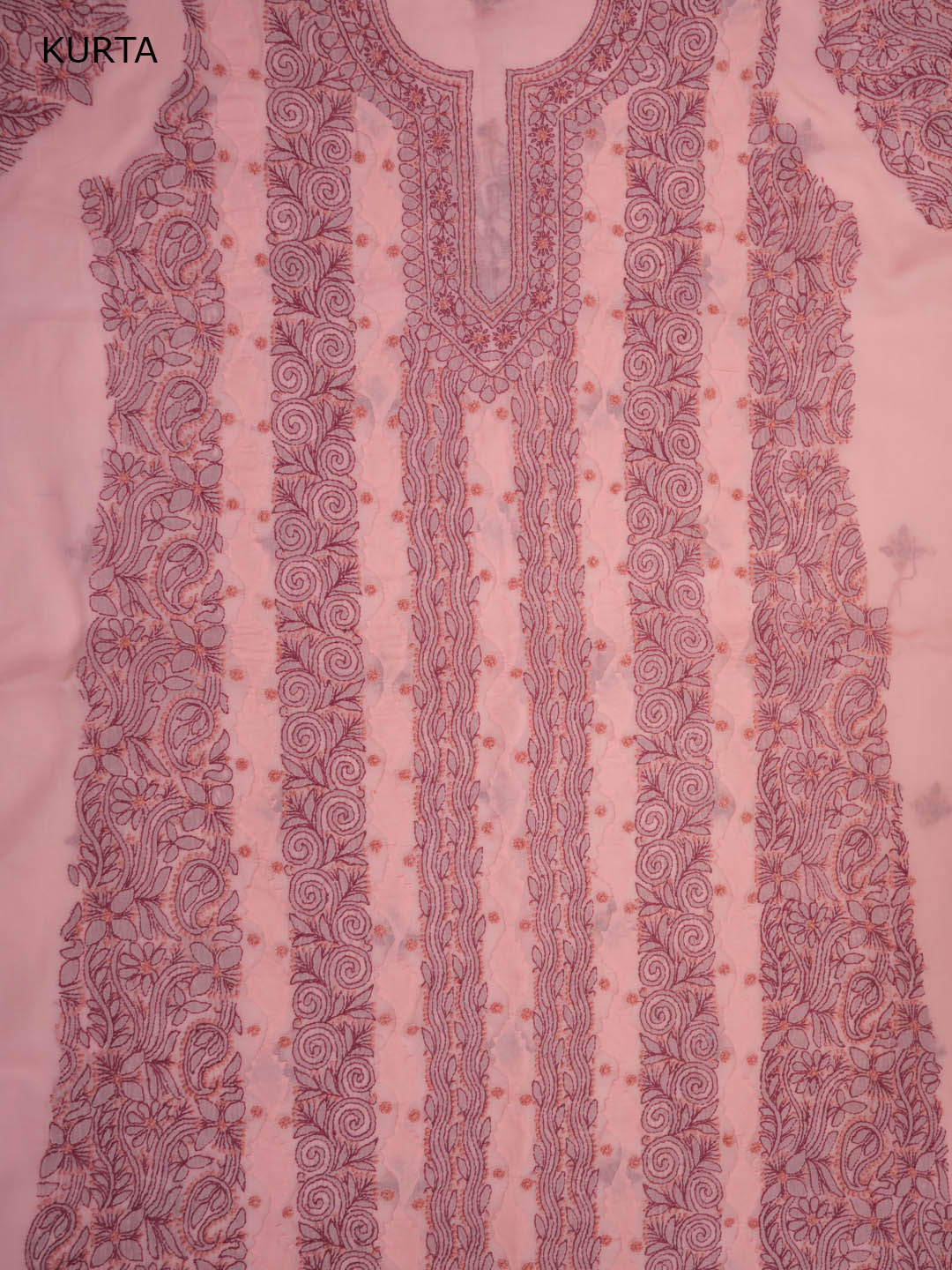 Women Hand Embroidered Chikankari Cotton Dressmaterial PC4120-DUSTYROSE