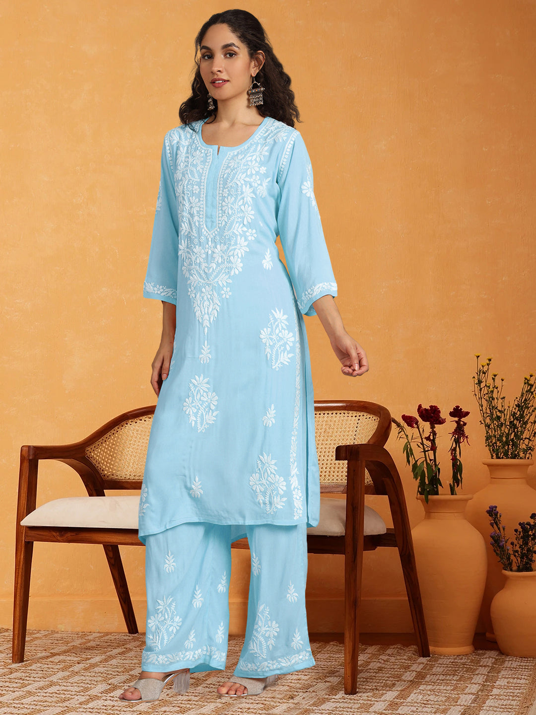 Women Hand Embroidered Chikankari Modal kurta set PC3600KS