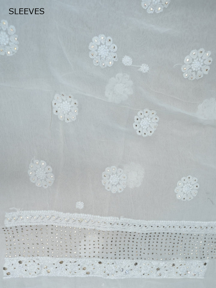 Women Hand Embroidered Chikankari Viscose Georgette Dressmaterial PC4124-WHITE6
