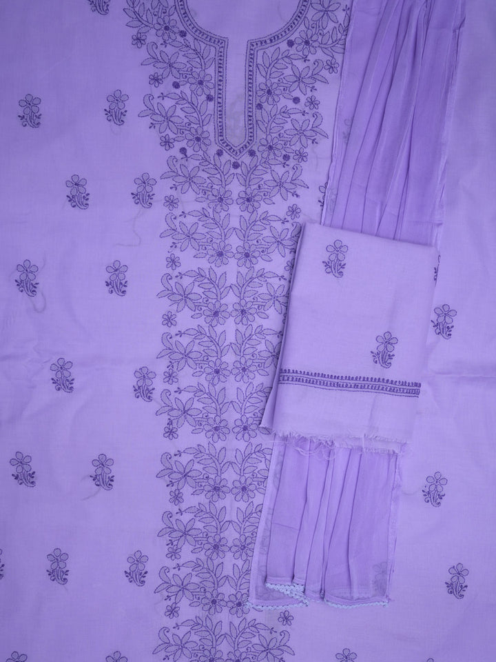 Women Hand Embroidered Chikankari Cotton Dressmaterial PCSCU00406FS-MAUVE