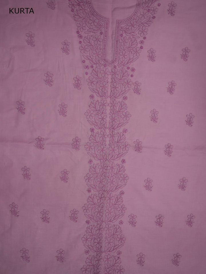 Women Hand Embroidered Cotton Chikankari Dress MaterialPCSCU00406FS-ONIONPINK