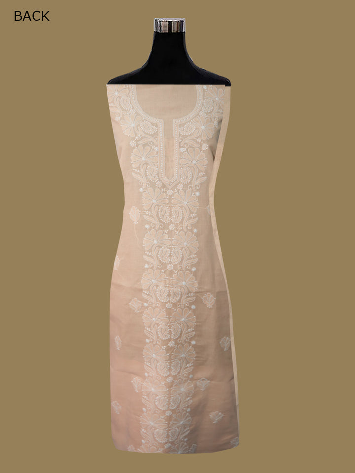 Women Hand Embroidered Cotton Chikankari Dress MaterialPCSCU00104FS-APRICOTPEACH