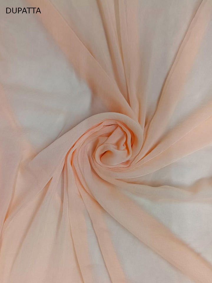 Women Hand Embroidered Chikankari Cotton DressMaterial PCSCU00104FS-PEACH