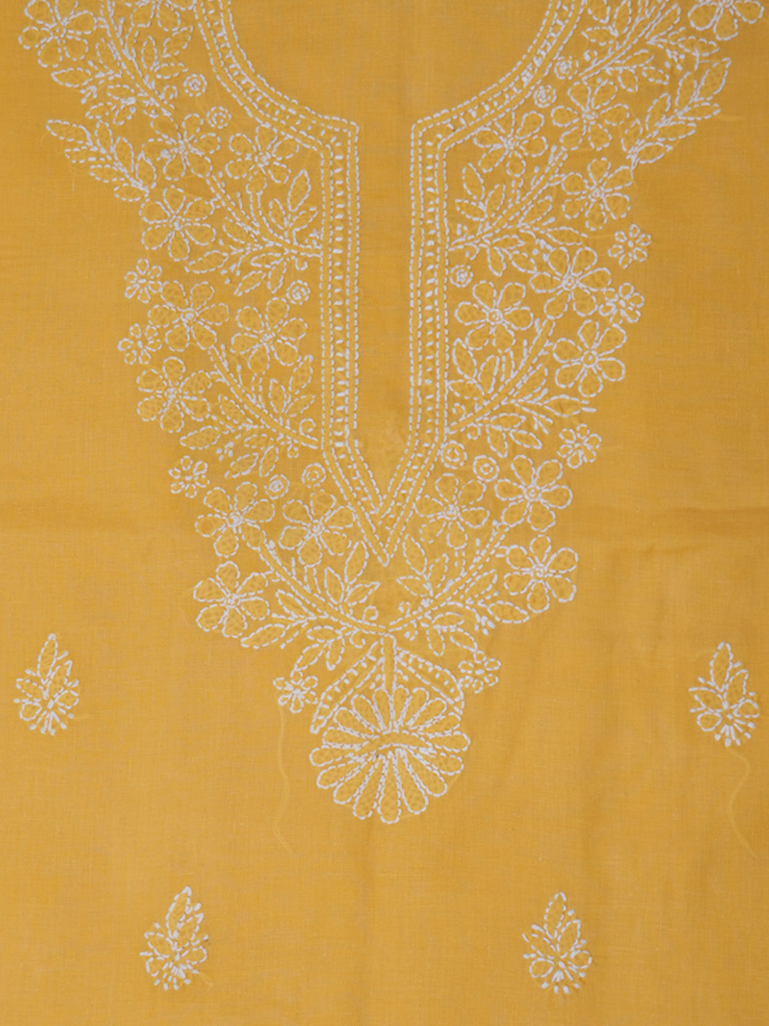 Women Hand Embroidered Cotton Chikankari Dress Material PCSCU00104FS Yellow