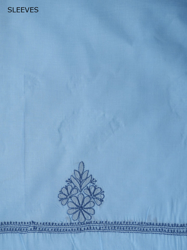 Women Hand Embroidered Cotton Chikankari Dress MaterialPCSCU00406FS-LIGHTBLUE