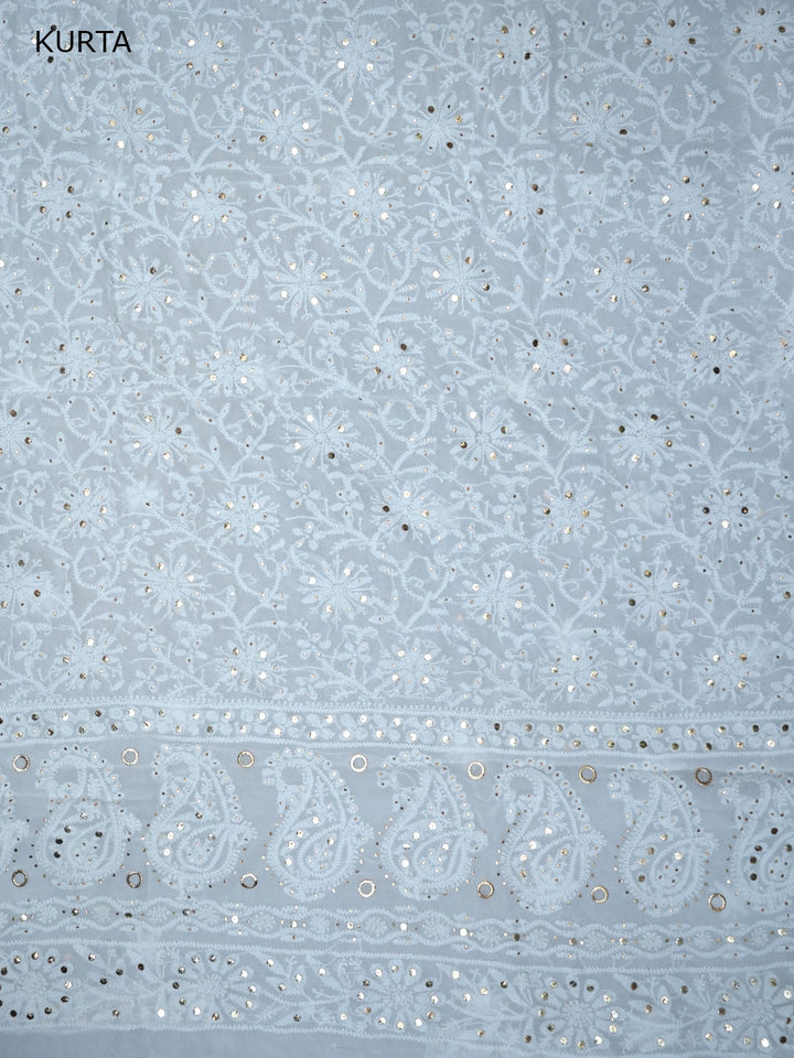 Women Hand Embroidered Chikankari Viscose Georgette Dressmaterial PC4124-WHITE3