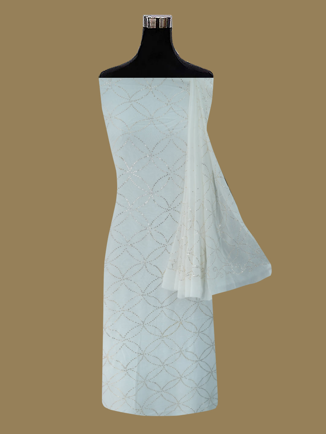 Women Hand Embroidered Chikankari Viscose Georgette Dressmaterial PC4124-WHITE7