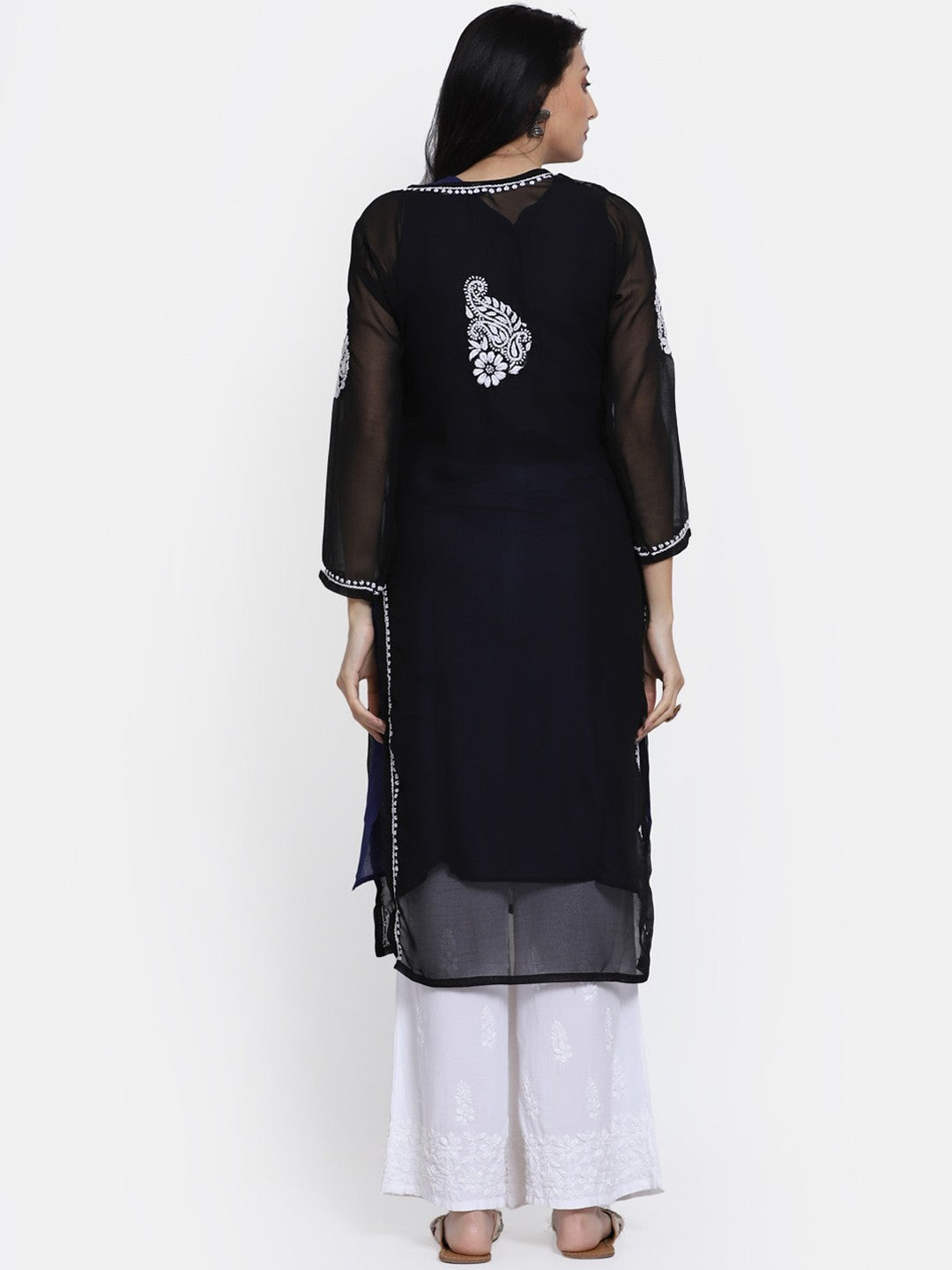 Hand Embroidered Georgette Straight Kurta With Matching Slip-PC3512