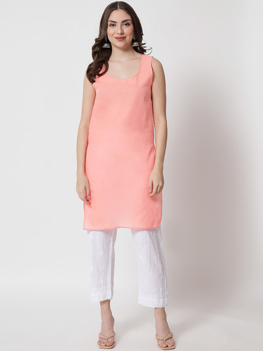 Hand Embroidered Chikankari Georgette straight Kurta with matching slip- PC3487