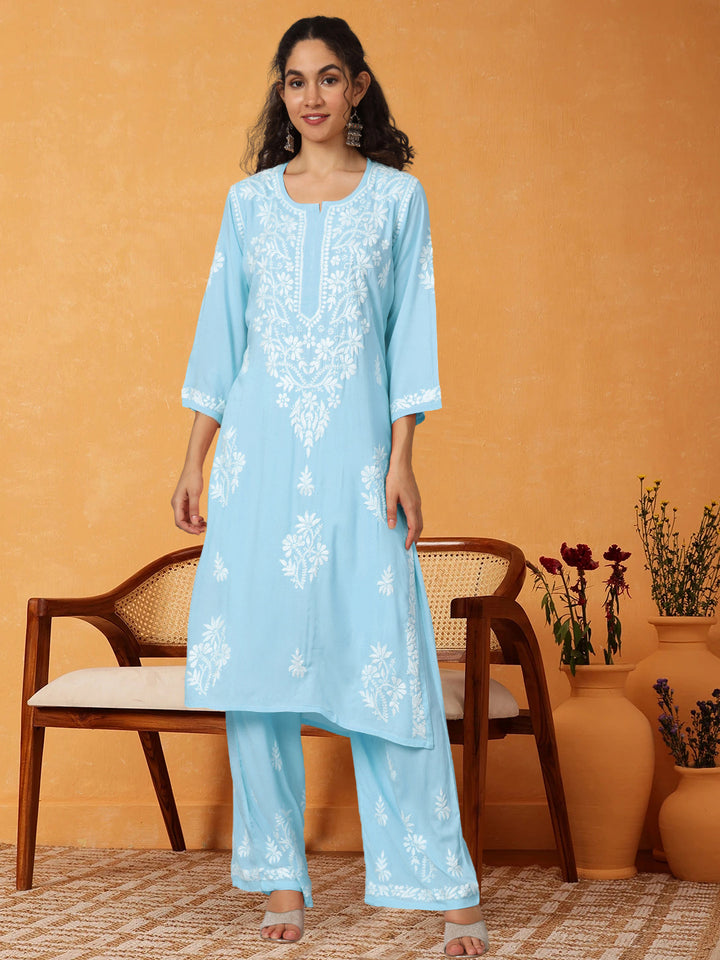 Women Hand Embroidered Chikankari Modal kurta set PC3600KS