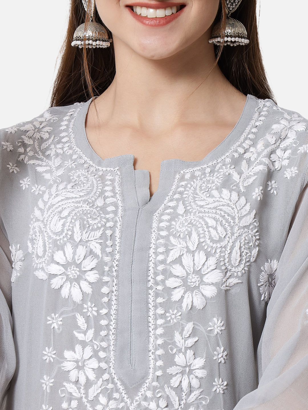 Hand Embroidered Georgette Straight Kurta With Matching Slip-PC3512