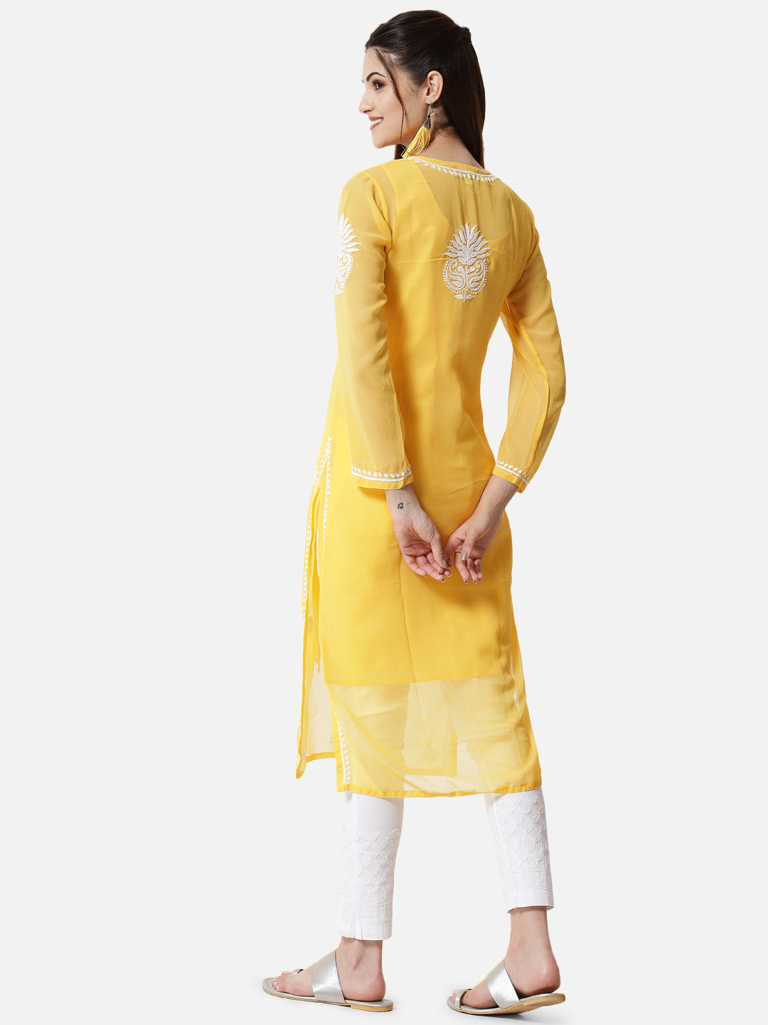 Hand Embroidered Georgette Straight Kurta With Matching Slip-PC3512