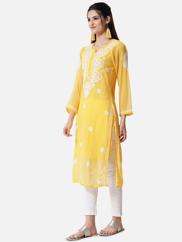 Hand Embroidered Georgette Straight Kurta With Matching Slip-PC3512