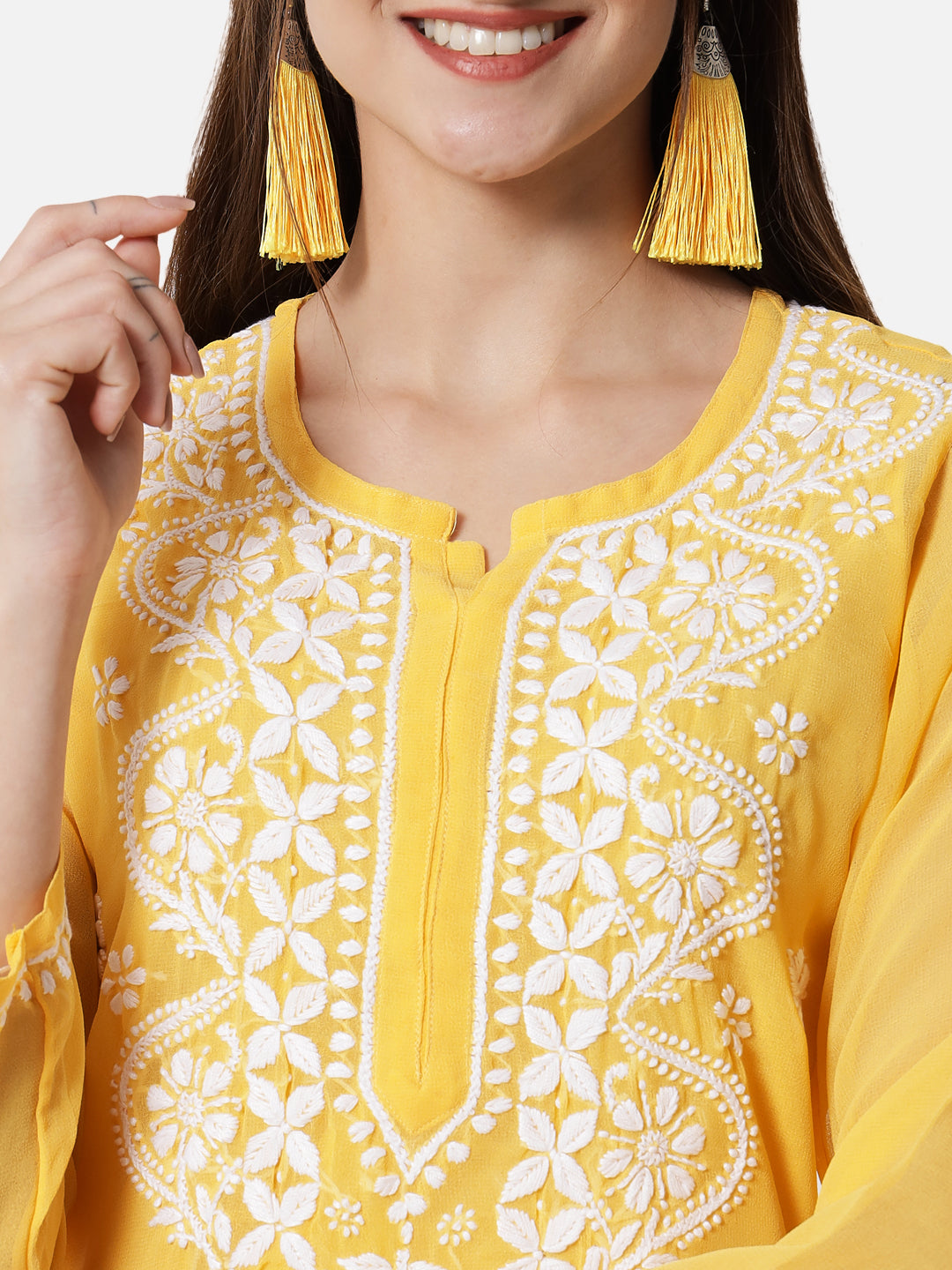 Hand Embroidered Georgette Straight Kurta With Matching Slip-PC3512