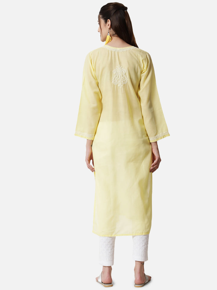 Hand Embroidered Chikankari Cotton Straight Kurta PC3496