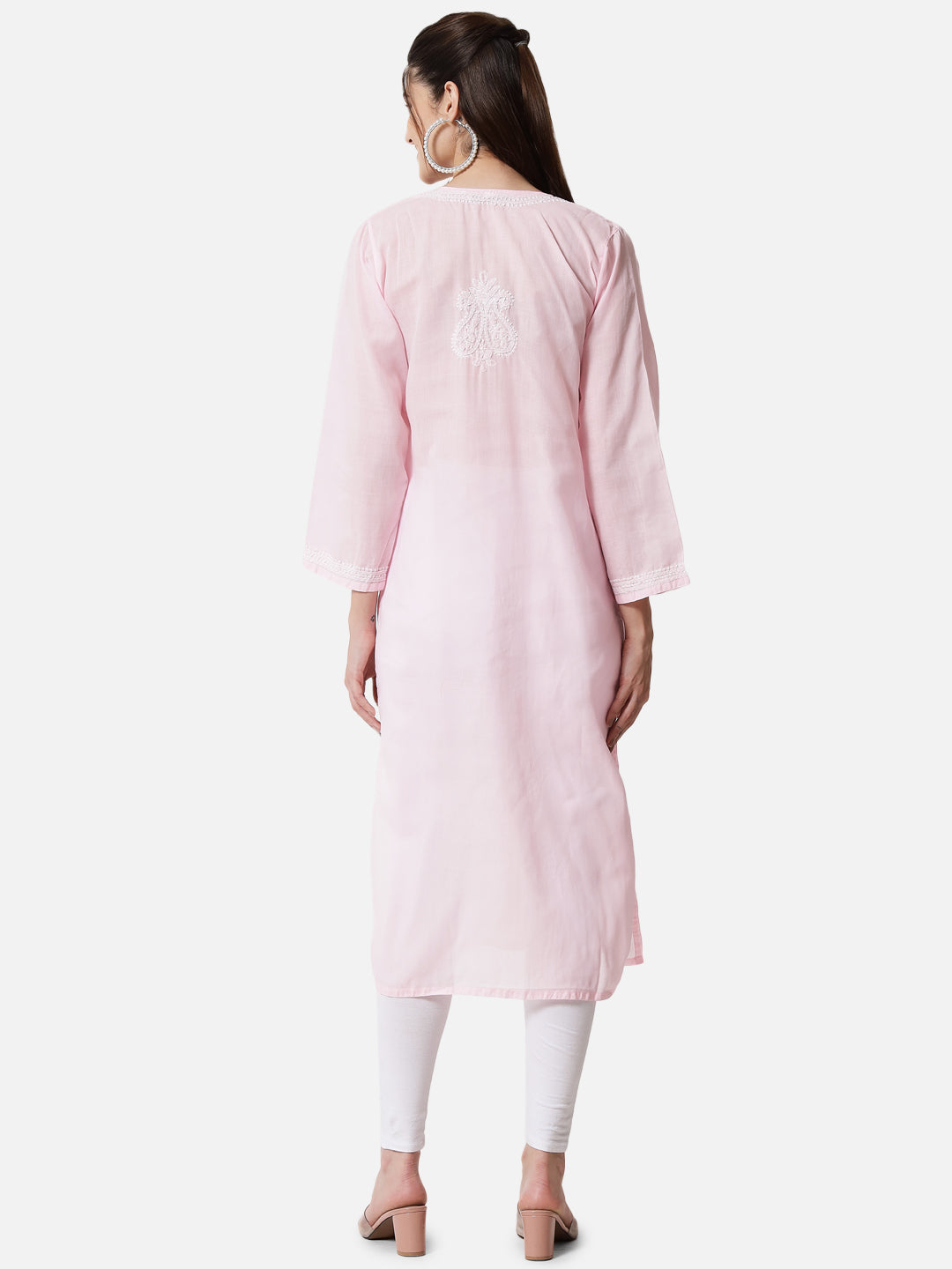 Hand Embroidered Chikankari Cotton Straight Kurta PC3496