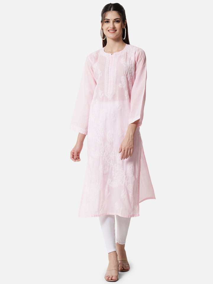 Hand Embroidered Chikankari Cotton Straight Kurta PC3496