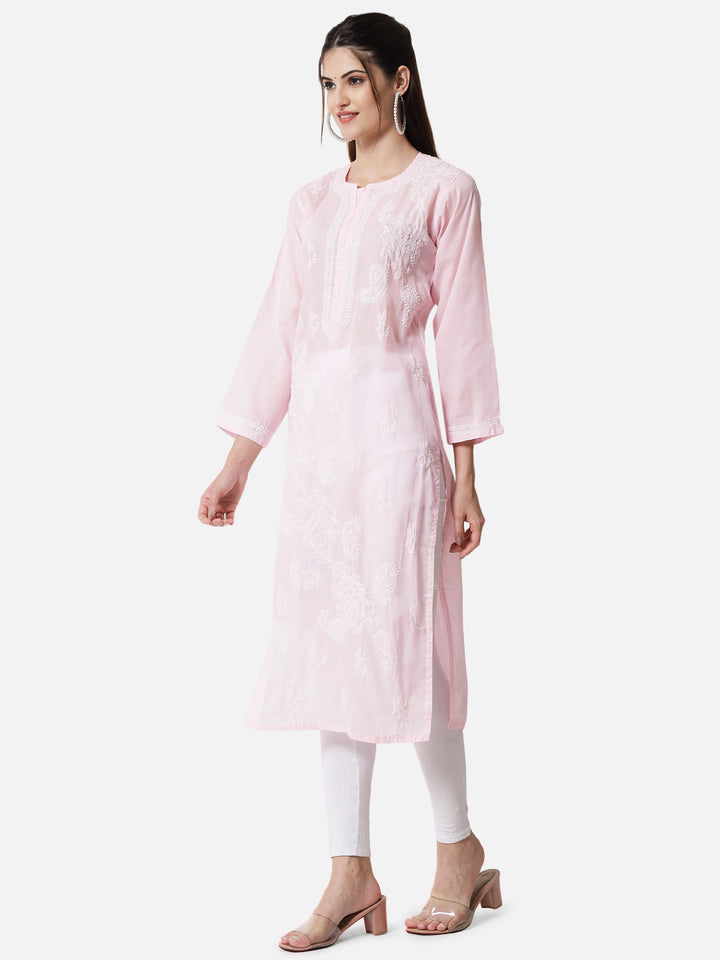 Hand Embroidered Chikankari Cotton Straight Kurta PC3496