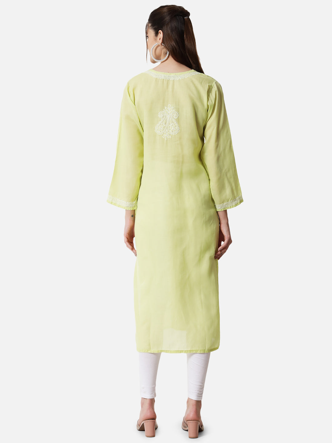 Hand Embroidered Chikankari Cotton Straight Kurta PC3496