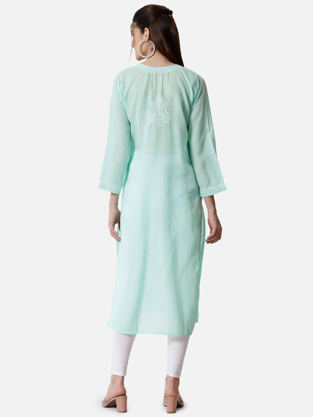 Hand Embroidered Chikankari Cotton Straight Kurta PC3496