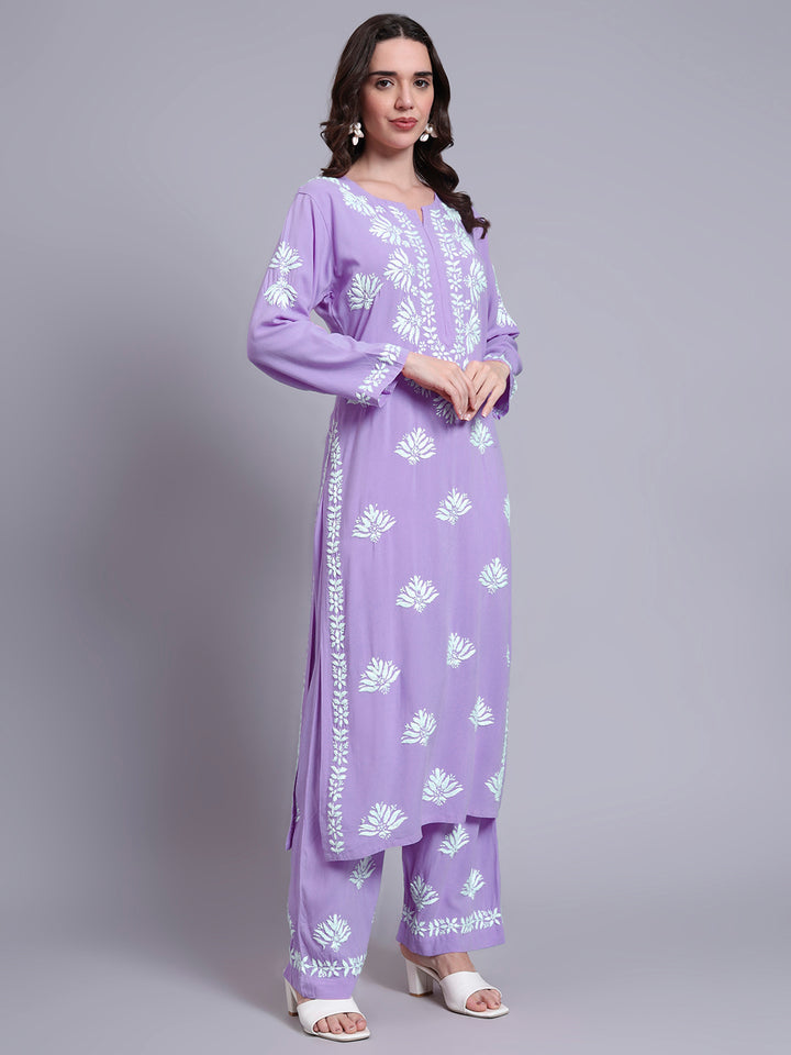 Women Hand Embroidered Chikankari Rayon kurta set PC4084KS