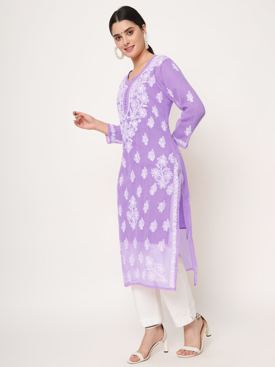 Hand Embroidered Georgette Straight Kurta With Matching Slip-PC3560