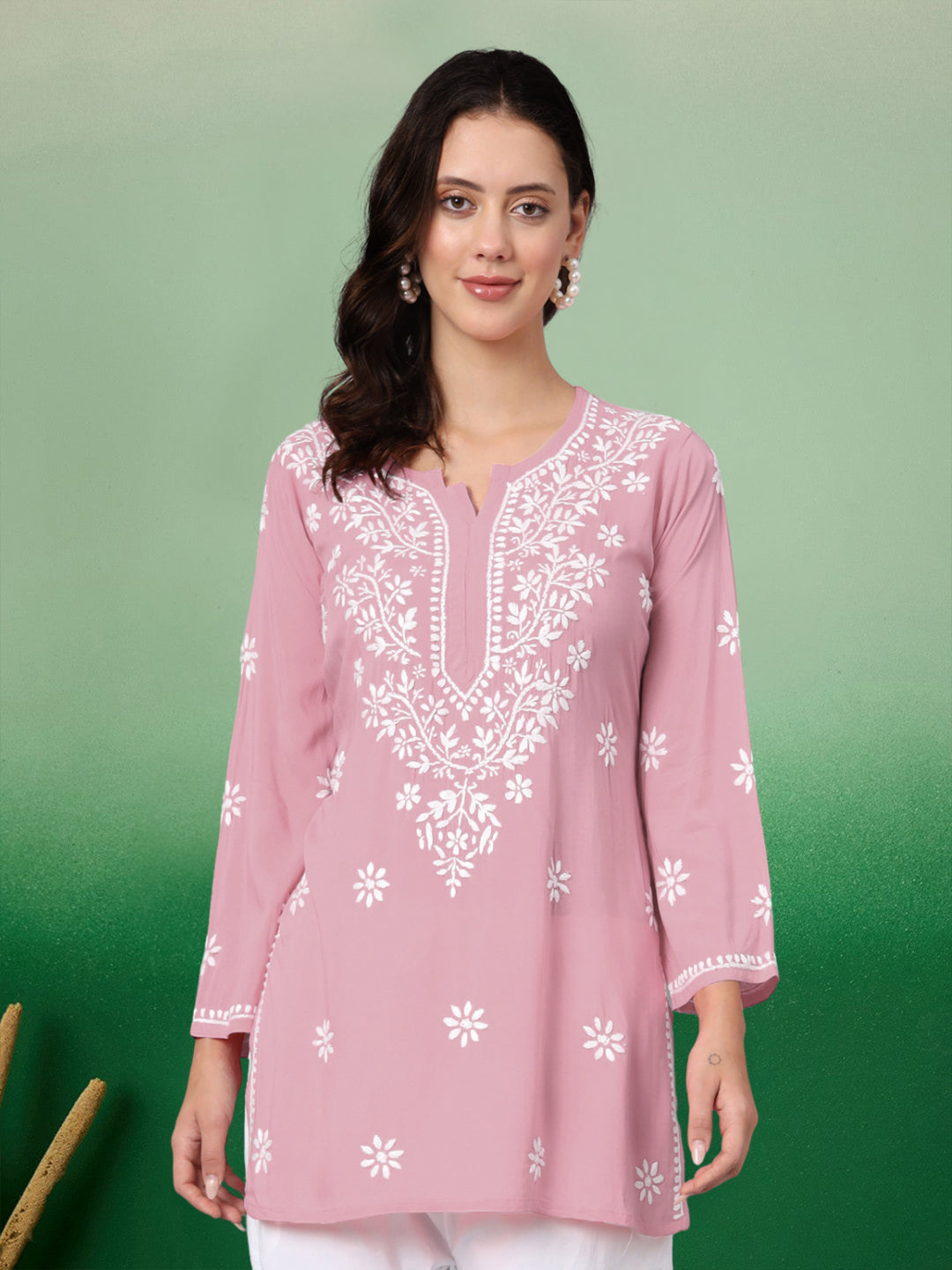 Women Hand Embroidered Chikankari Modal Kurti PC3611