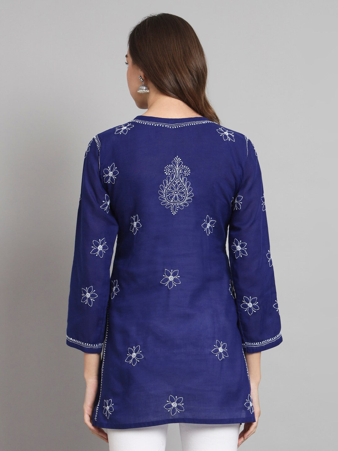 Women Hand Embroidered Chikankari Cotton Kurti PC3591