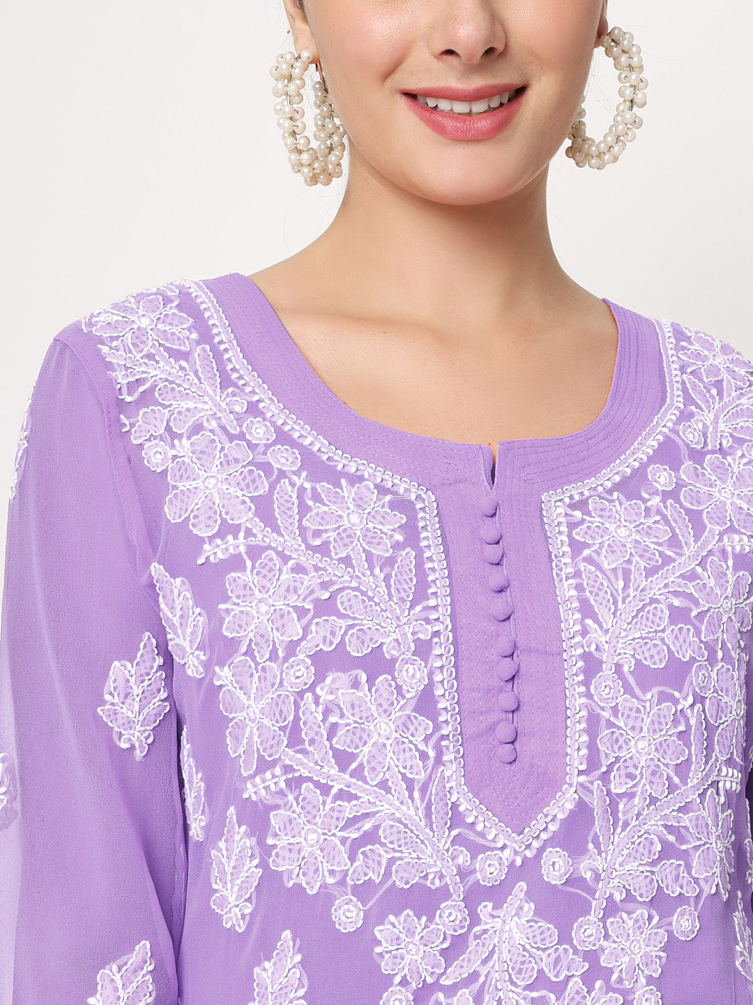 Hand Embroidered Georgette Straight Kurta With Matching Slip-PC3560