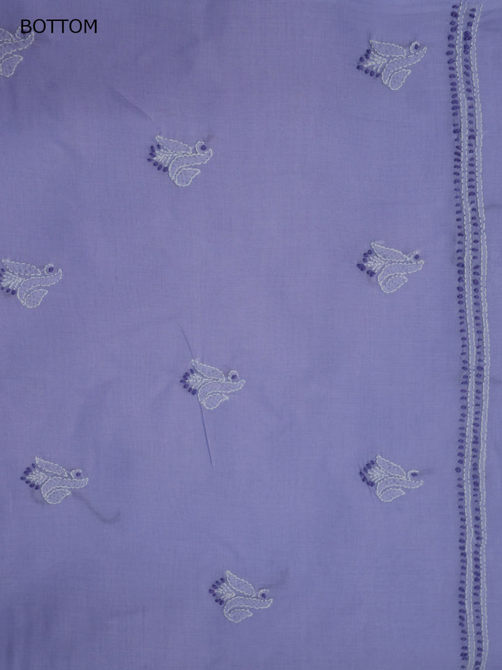 Women Hand Embroidered Cotton Chikankari Dress MaterialPCSCU00104FS-LAVENDER