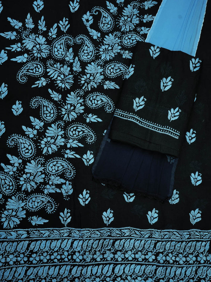 Hand Embroidered Chikankari Cotton Dress Material - PC3854