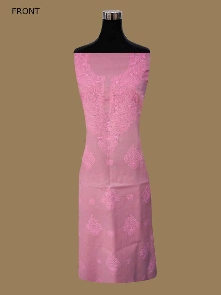 Women Hand Embroidered Chikankari Cotton Dressmaterial PCSCU00406FS-ROSEPINK