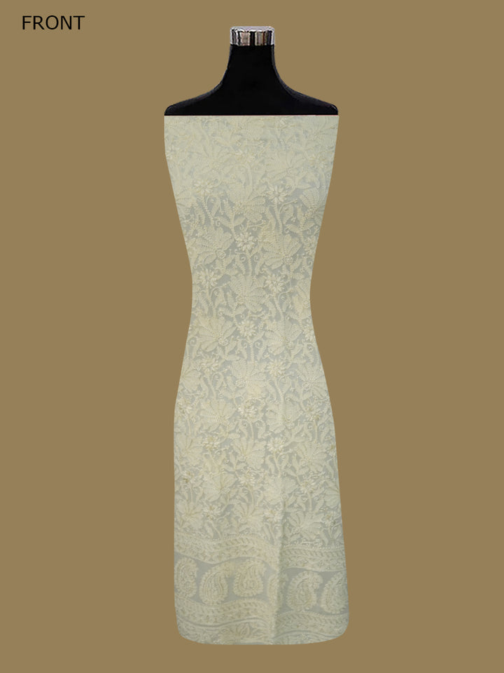 Women Hand Embroidered Chikankari Viscose Georgette Kurta Fabric PC4122-LEMON