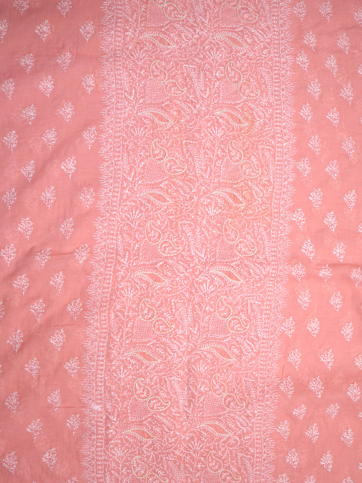 women hand embroidered chikankari cotton dressmaterial PC4120-PEACH13