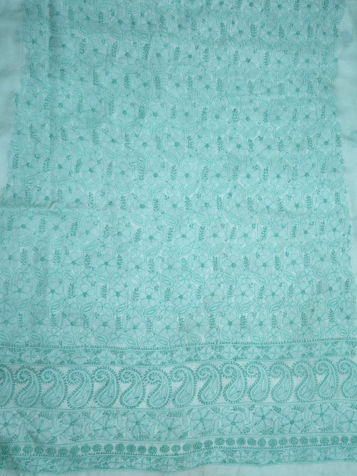 women hand embroidered chikankari cotton dressmaterial PC4120-SEAGREEN7