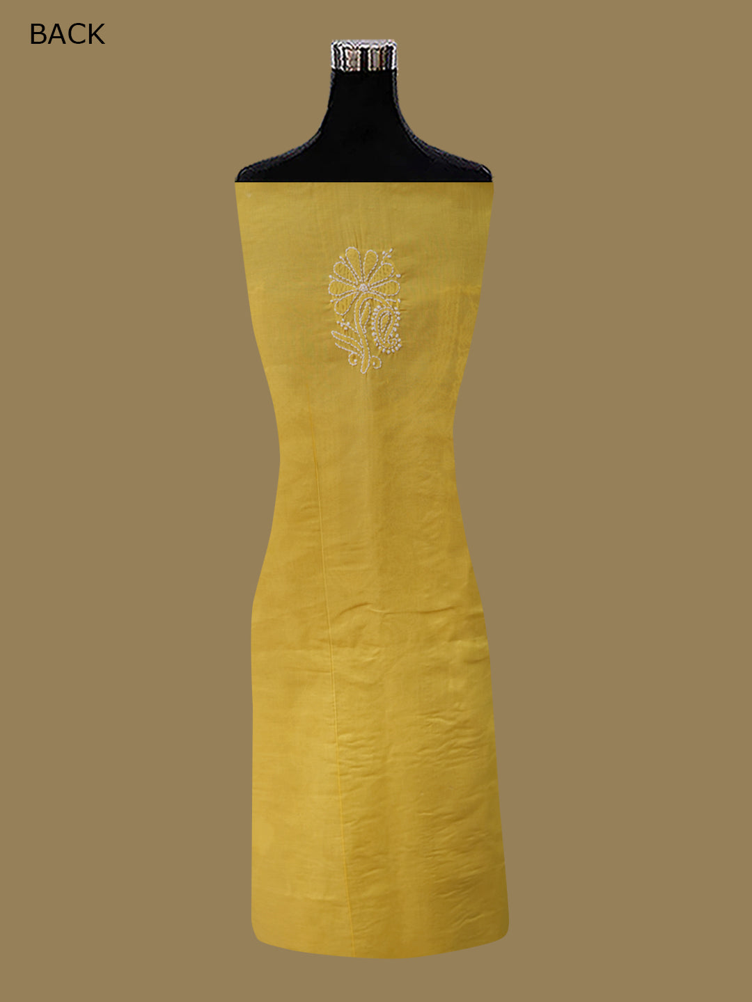 Women Hand Embroidered Chikankari Cotton Dressmaterial PCSCU00104FS-DARKYELLOW