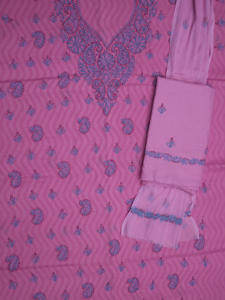 women hand embroidered chikankari cotton dressmaterial PC4120-DARKPINK18