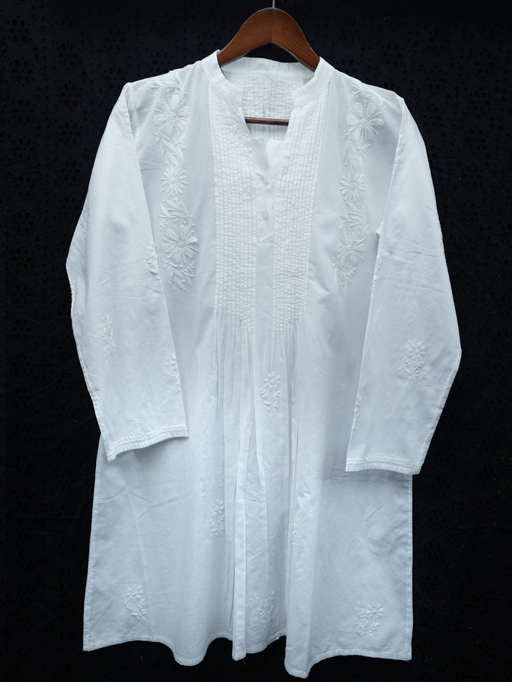 Chikankari Women Hand Embroidered Cotton Tunic-PC1625